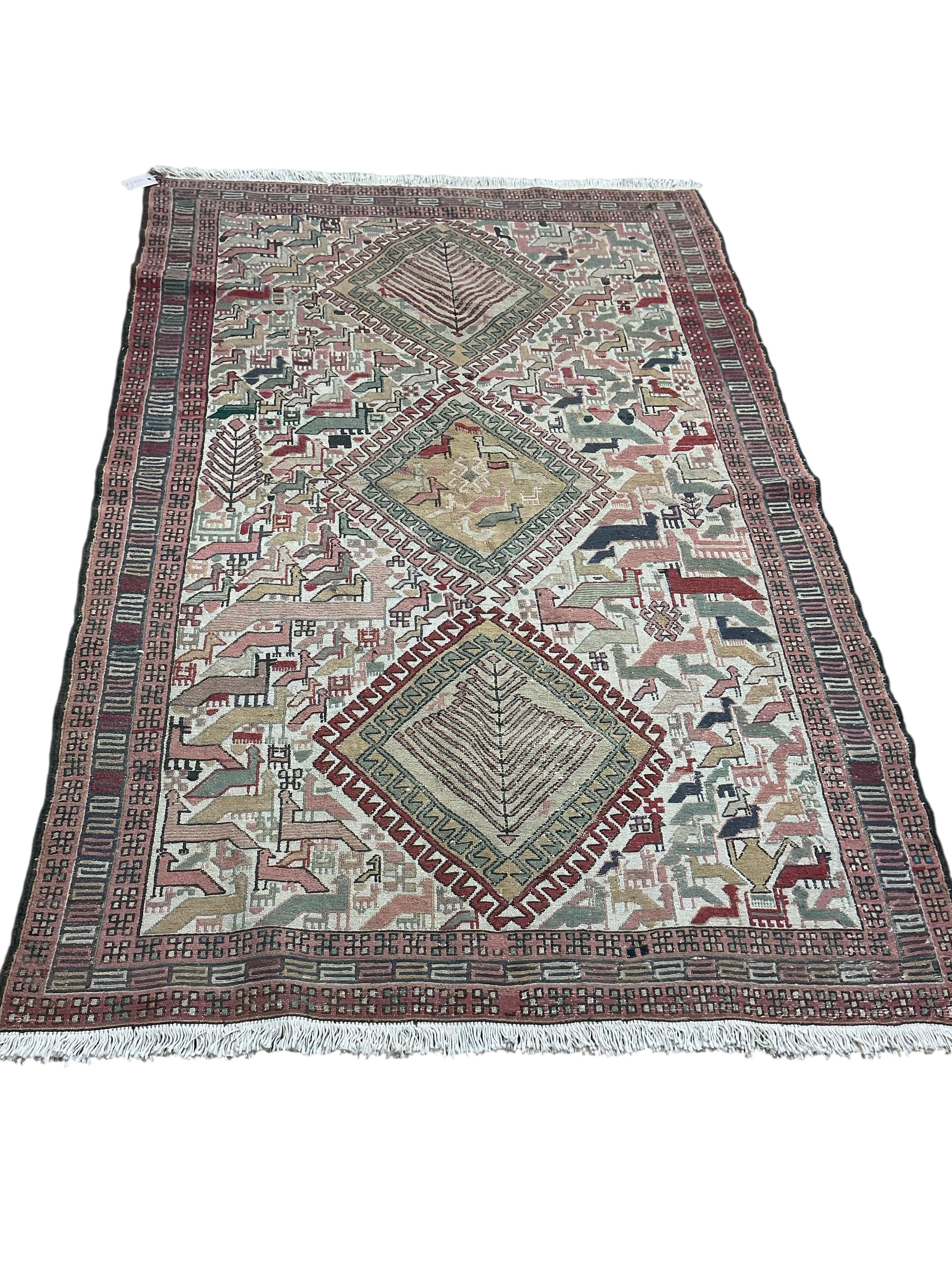 Two Soumak rugs, larger 170 x 116cm